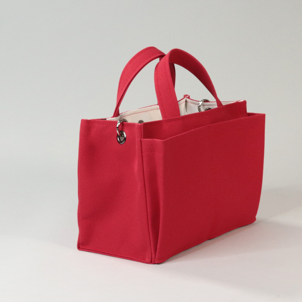 パケット　Packet　北欧生地×富士金梅 8号帆布　レッド　オリジナル　ハンドメイド帆布2wayショルダーバッグ　ハネアント神戸