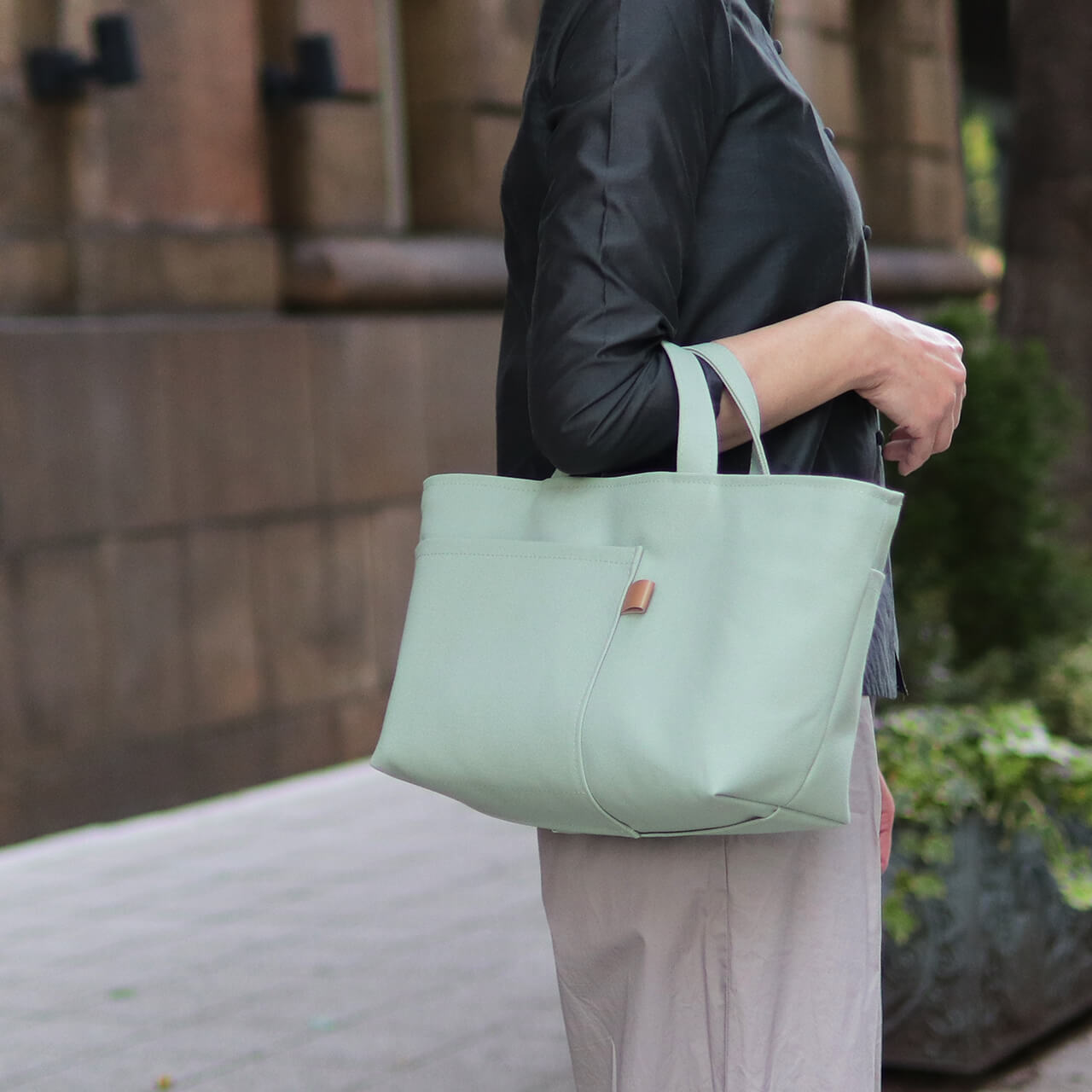 シップトート　shiptpte　北欧生地×富士金梅 8号帆布　ミントシャーベット　オリジナル　ハンドメイド帆布トートバッグ　ハネアント神戸