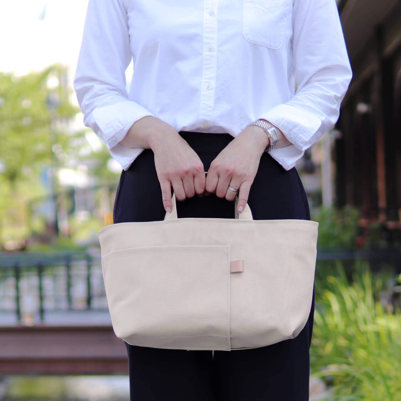 HANEANT KOBE シップトート ベージュ。富士金梅8号帆布を使用した軽量トートバッグ　ハネアント神戸の帆布トートバッグ